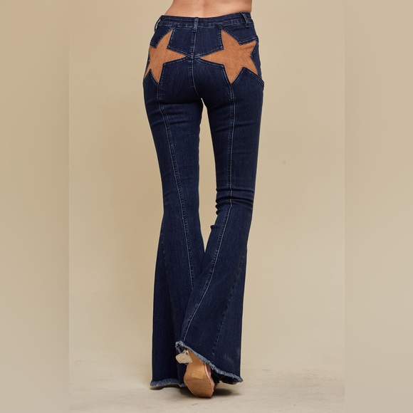 Denim - NWT SUEDE STAR DETAILED FLARED PANTS